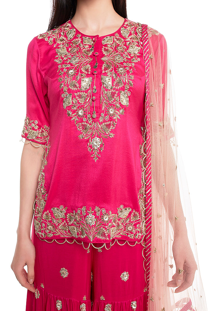 Hot Pink Sharara Set