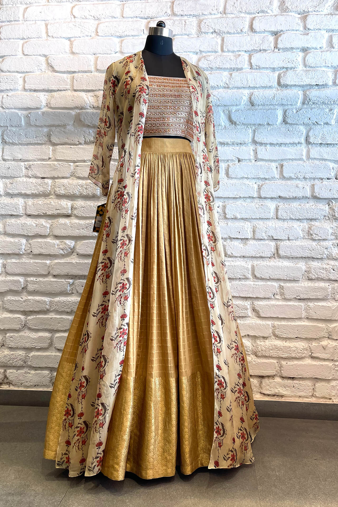 Beige & Mustard Lehenga
