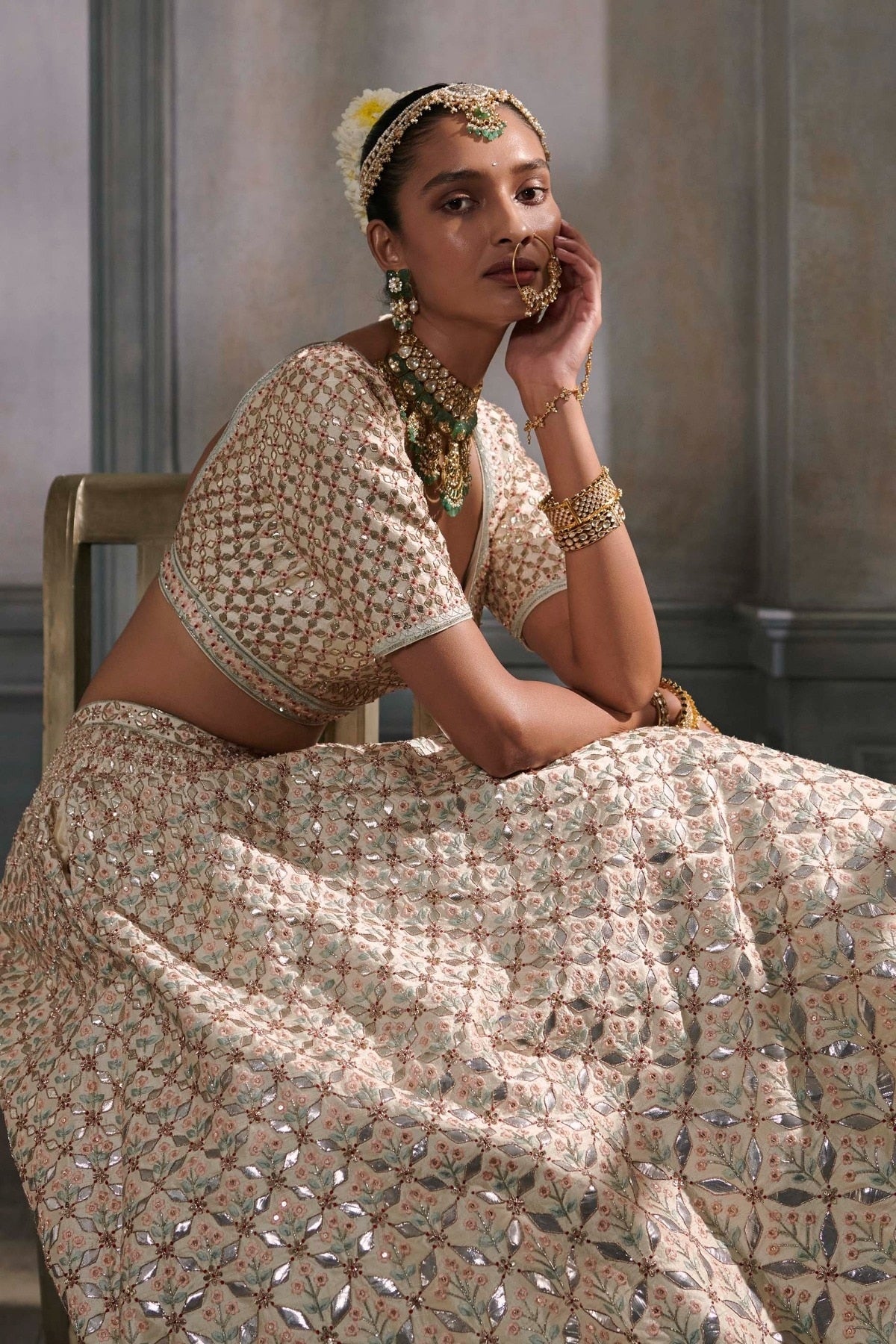 SRINITHI LEHENGA SET – IVORY