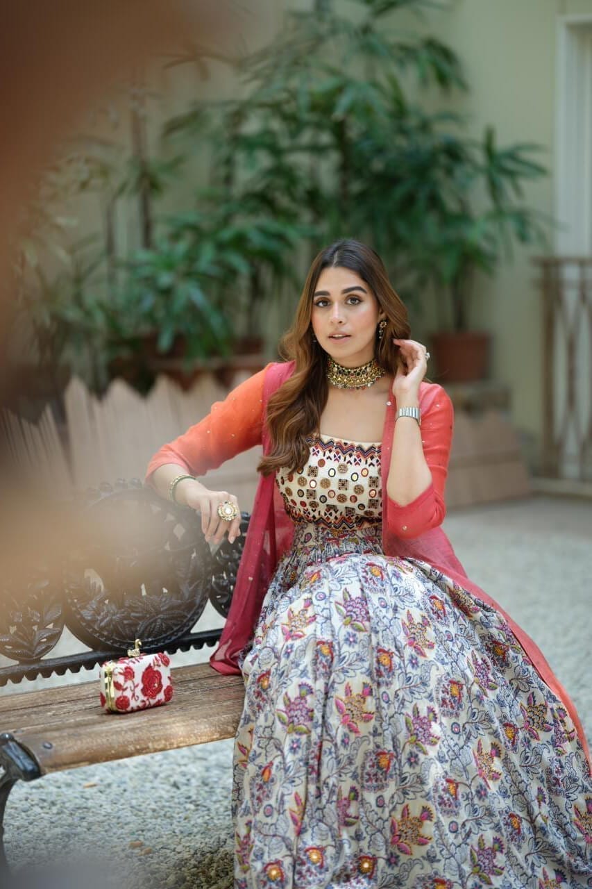 Mirror Work Multicolour Lehenga