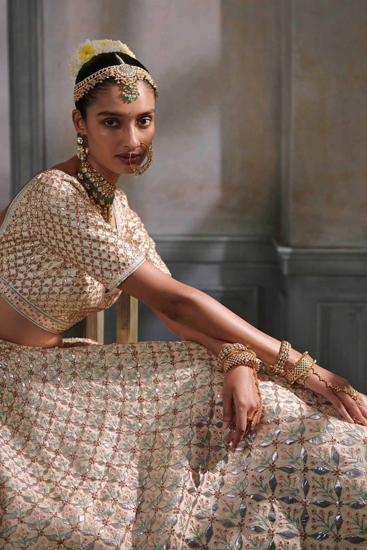 SRINITHI LEHENGA SET – IVORY