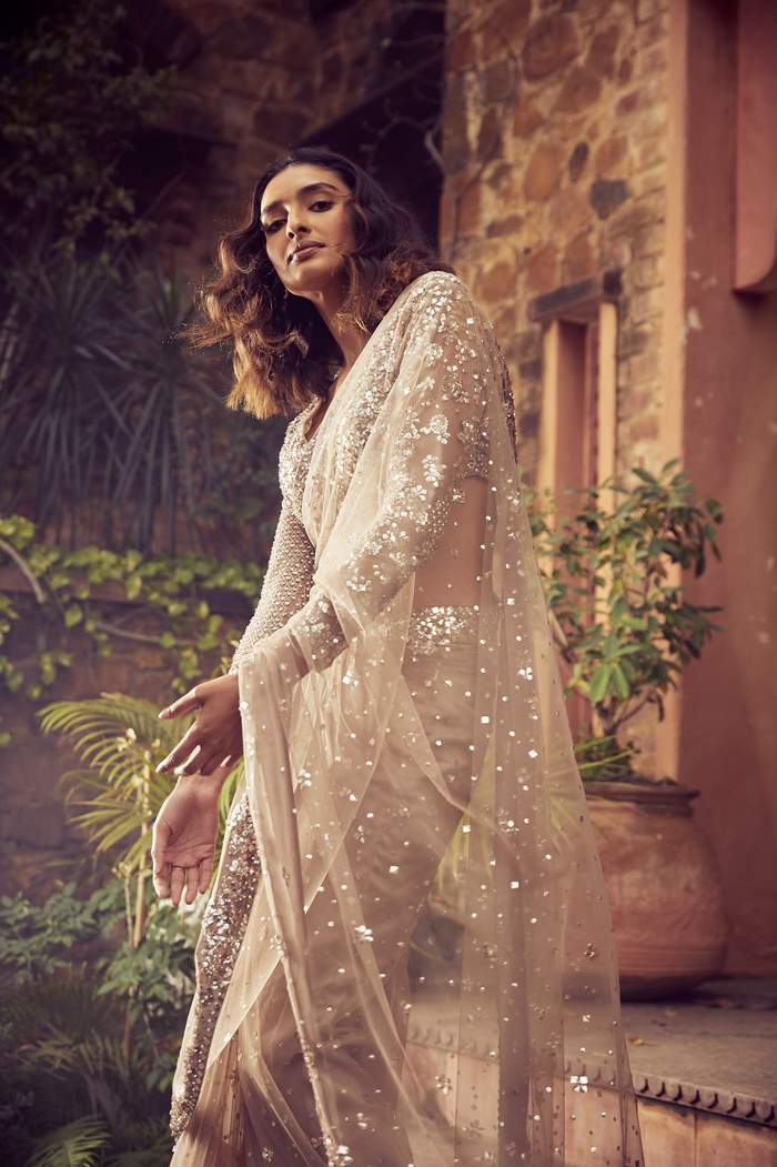 Coffee Sequins Saree