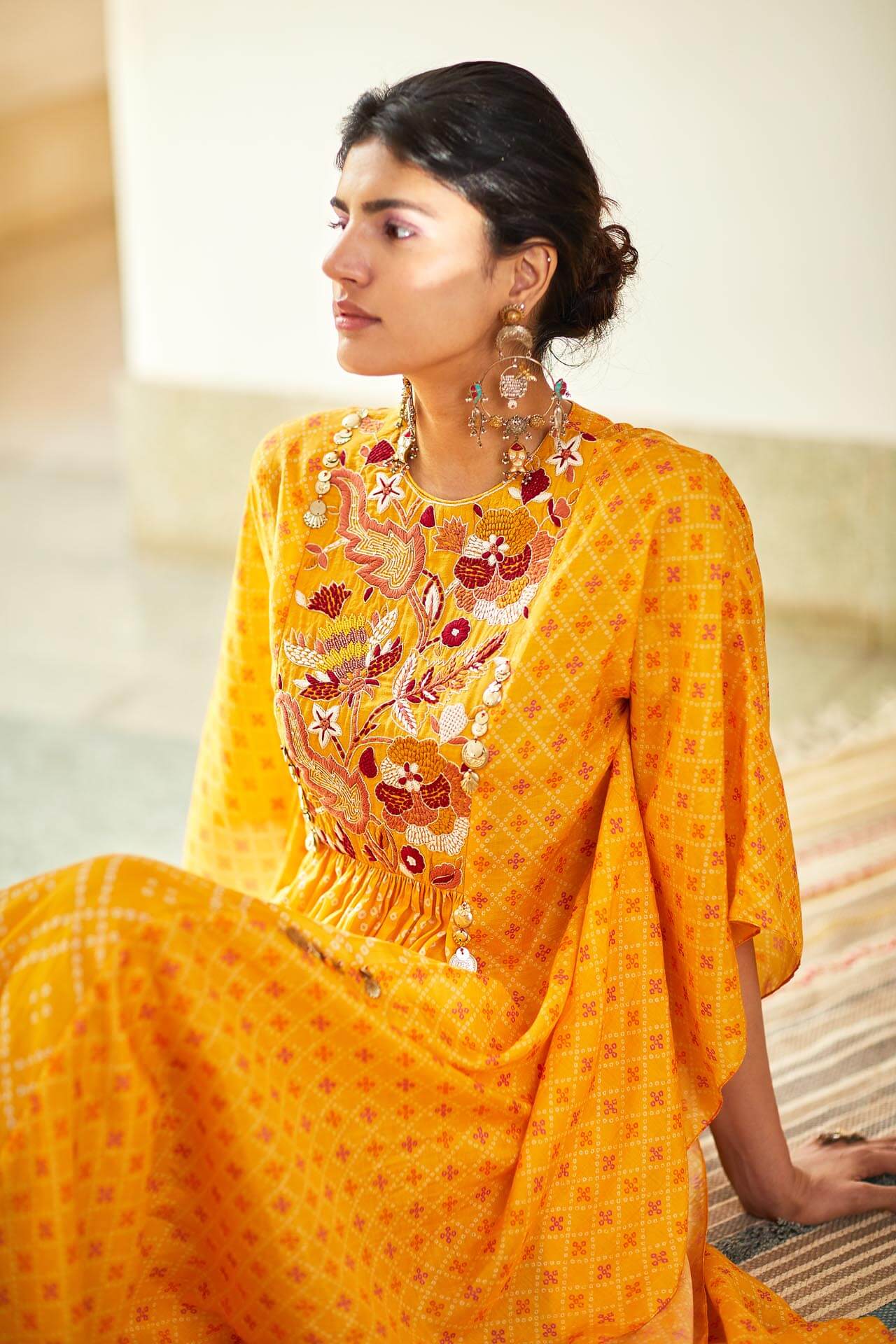 Yellow Printed Kaftan