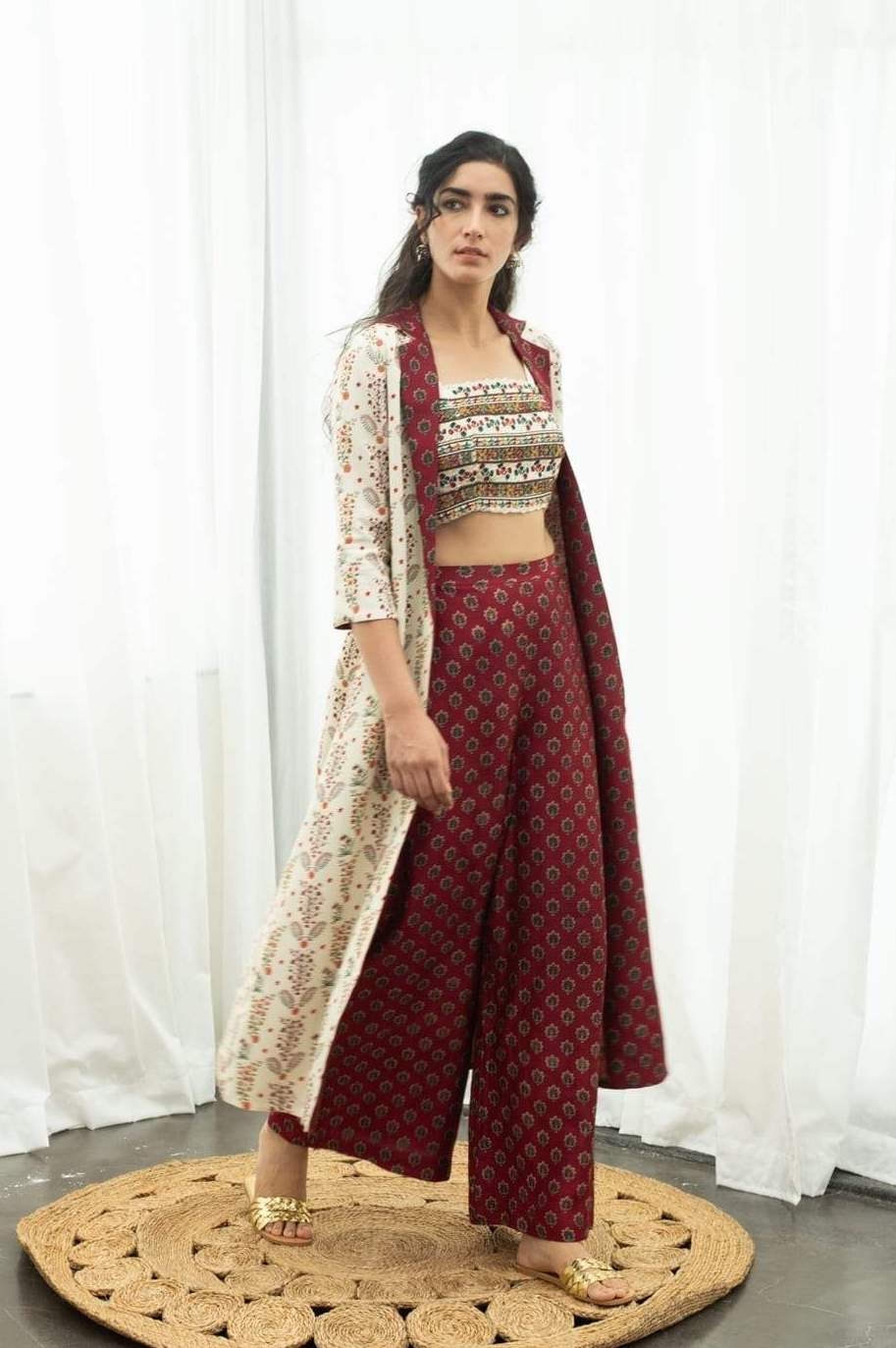 Off White Marigold Bustier – Cape & Pant Set