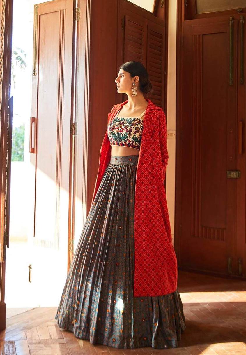 Ajrakh Lehenga Set