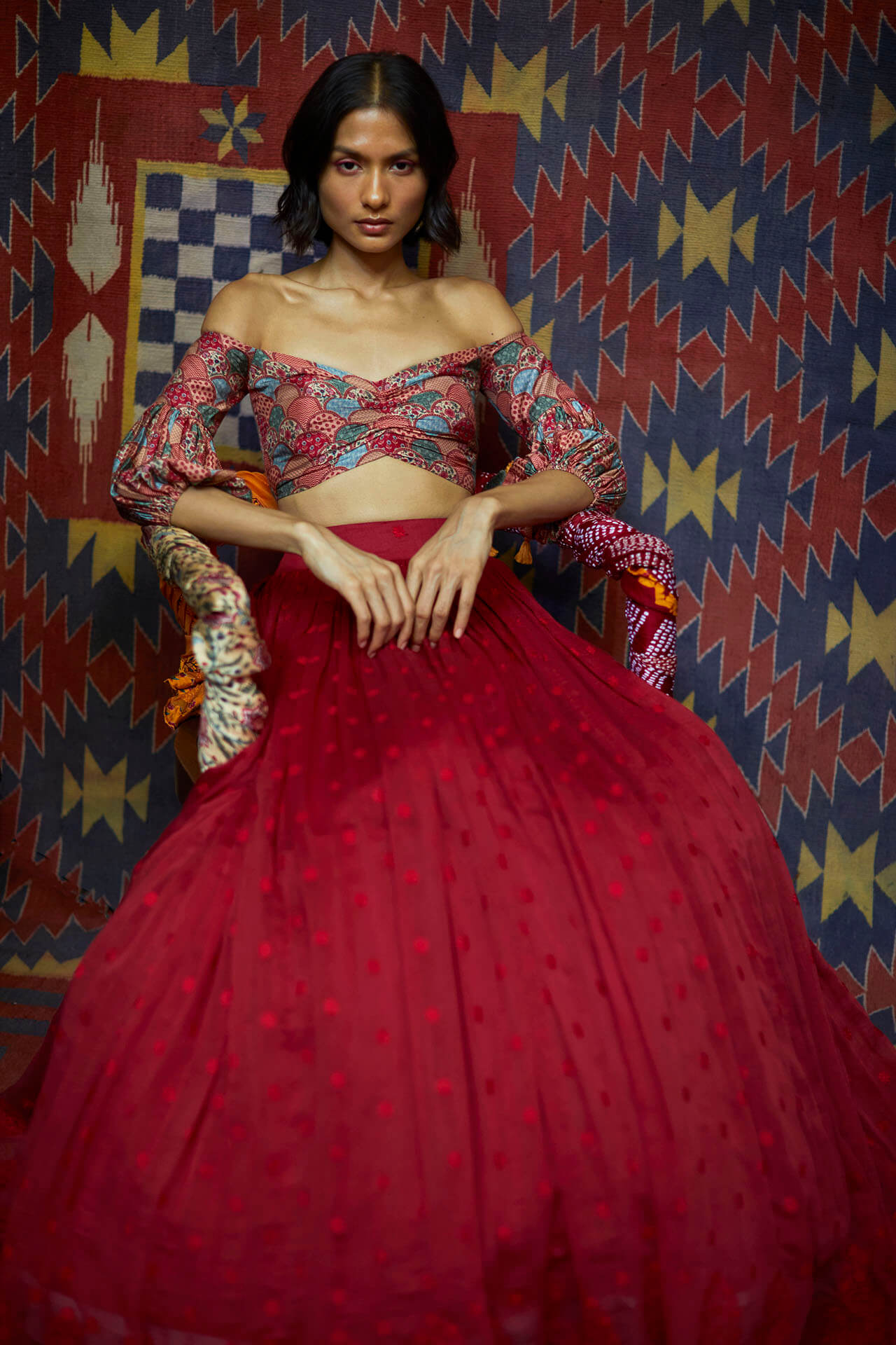 Off Shoulder Lehenga Set