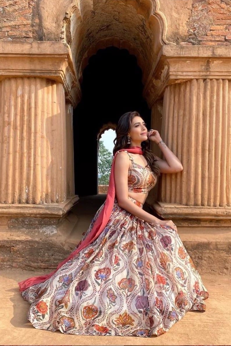 Printed Organza Lehenga