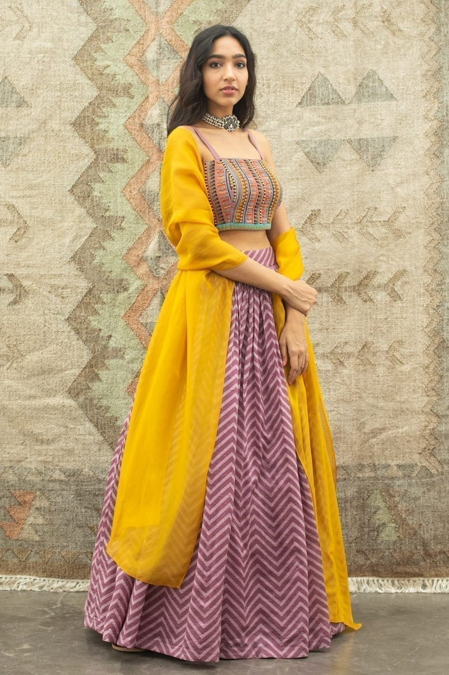 Purple Chevron Lehenga