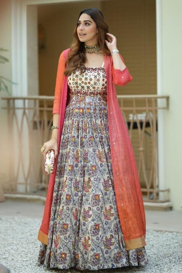 Mirror Work Multicolour Lehenga