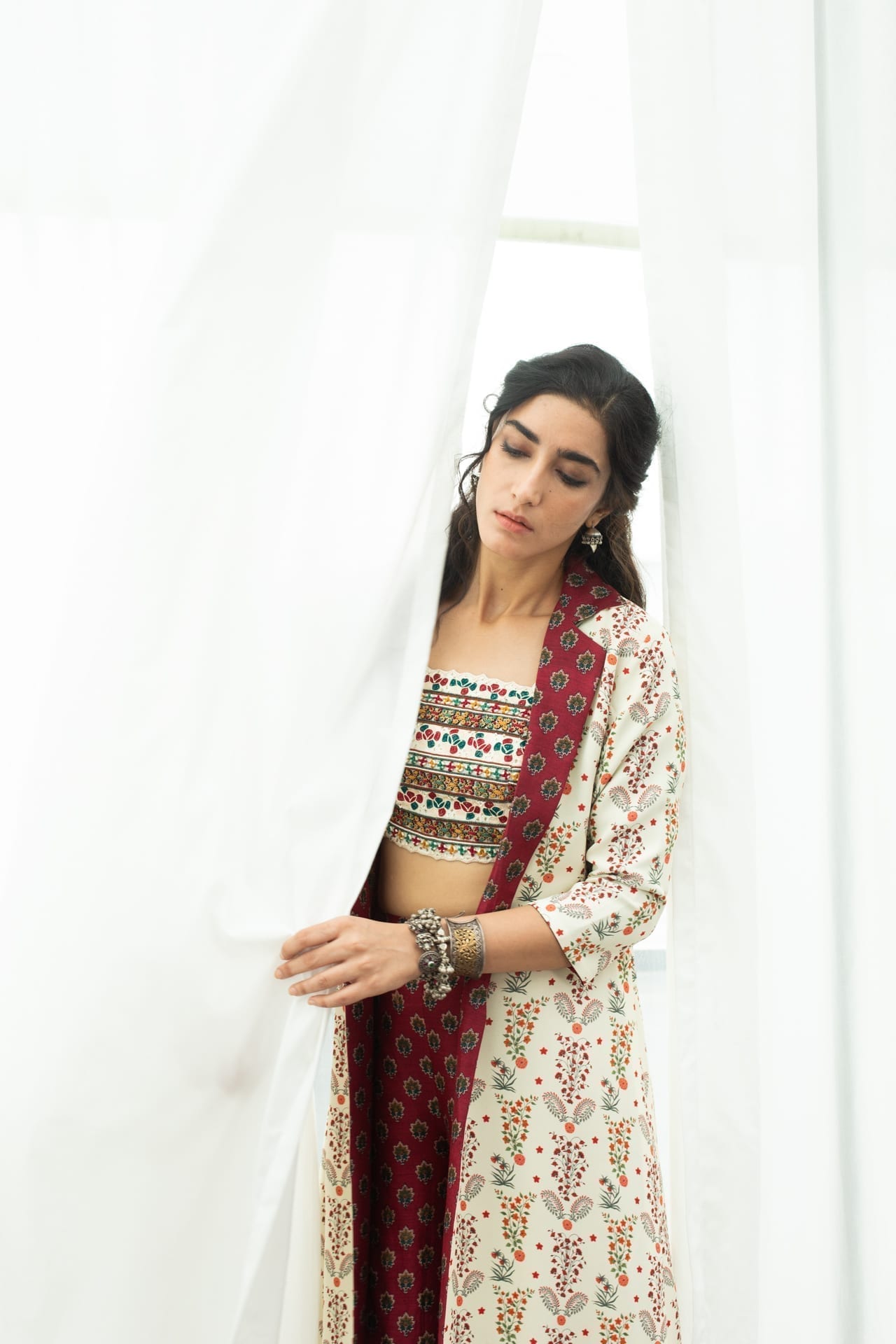 Off White Marigold Bustier – Cape & Pant Set