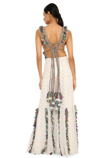 Karida Off White Georgette Embroidered Choli With Georgette Sharara