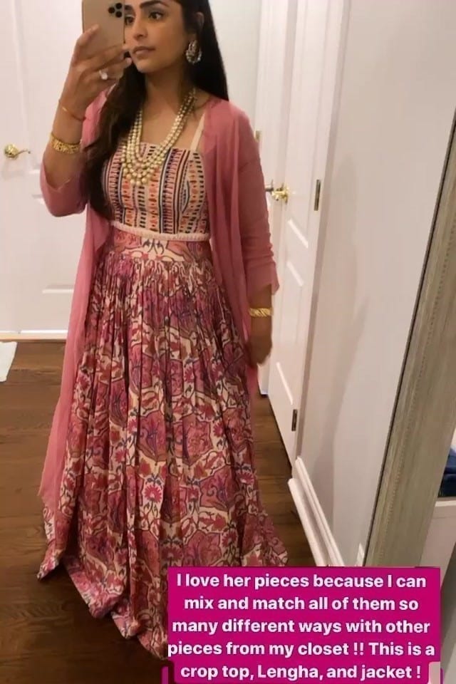 Beadwork Pink Tussar Silk Lehenga