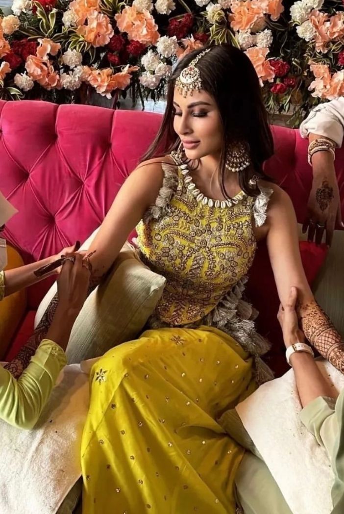 Mouni Roy in PS LIME GREEN EMBROIDERED LEHENGA