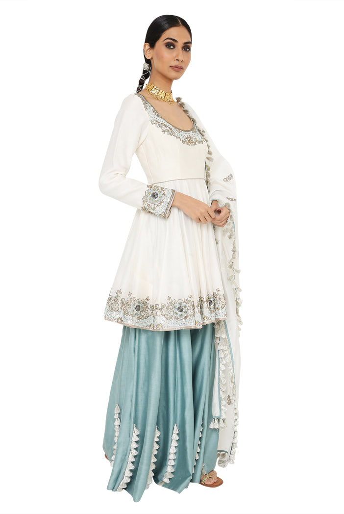 NAJMA OFF WHITE EMBROIDERED SHORT ANARKALI