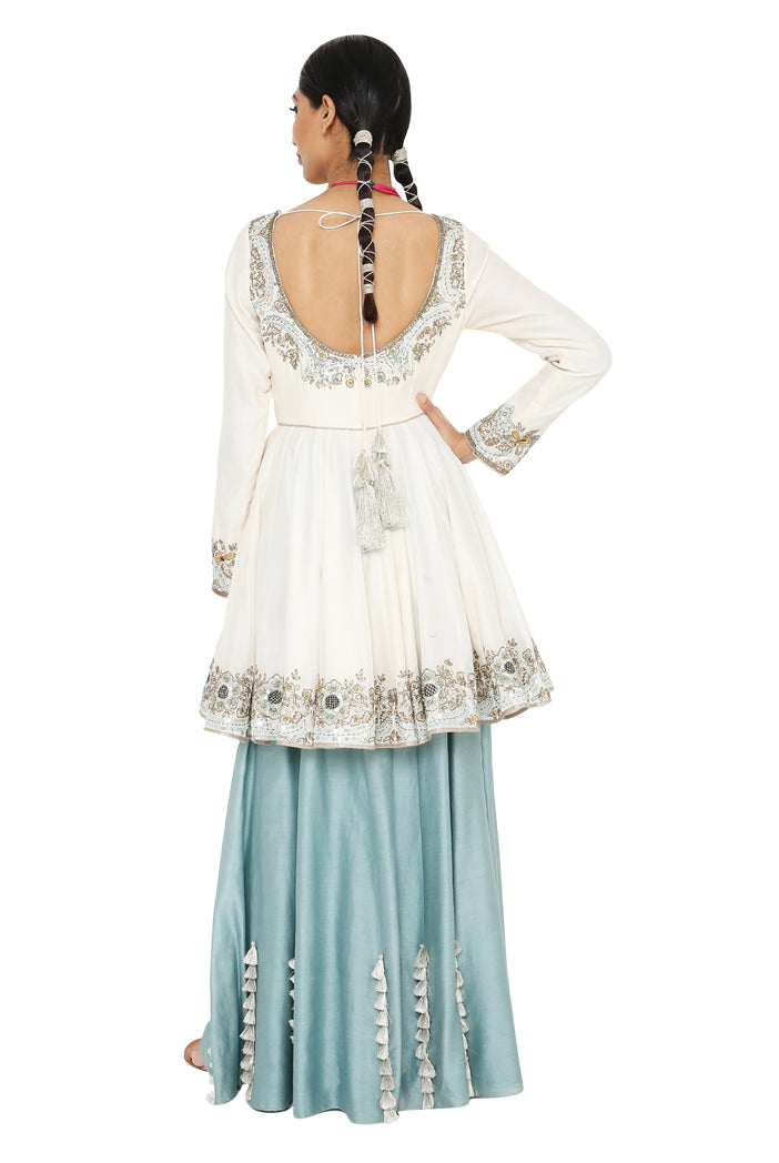 NAJMA OFF WHITE EMBROIDERED SHORT ANARKALI