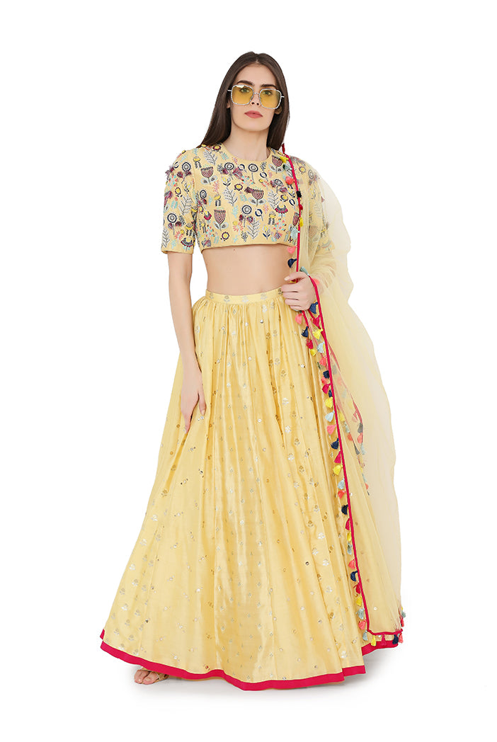 PALE YELLOW LEHENGA SET PS-LH0021-C