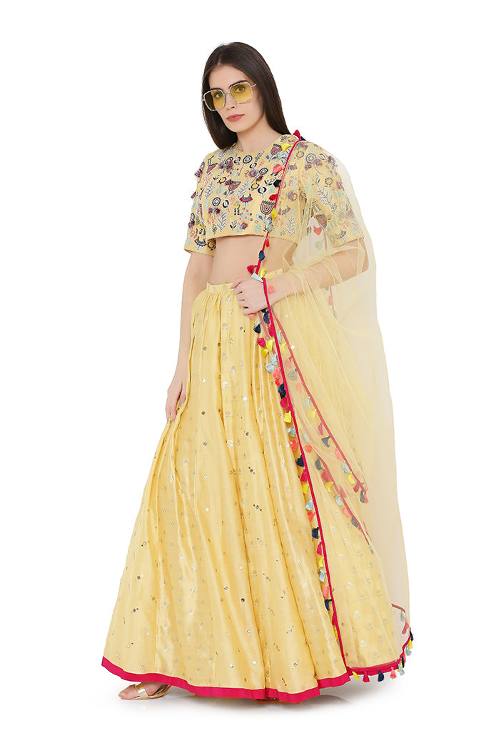 PALE YELLOW LEHENGA SET PS-LH0021-C