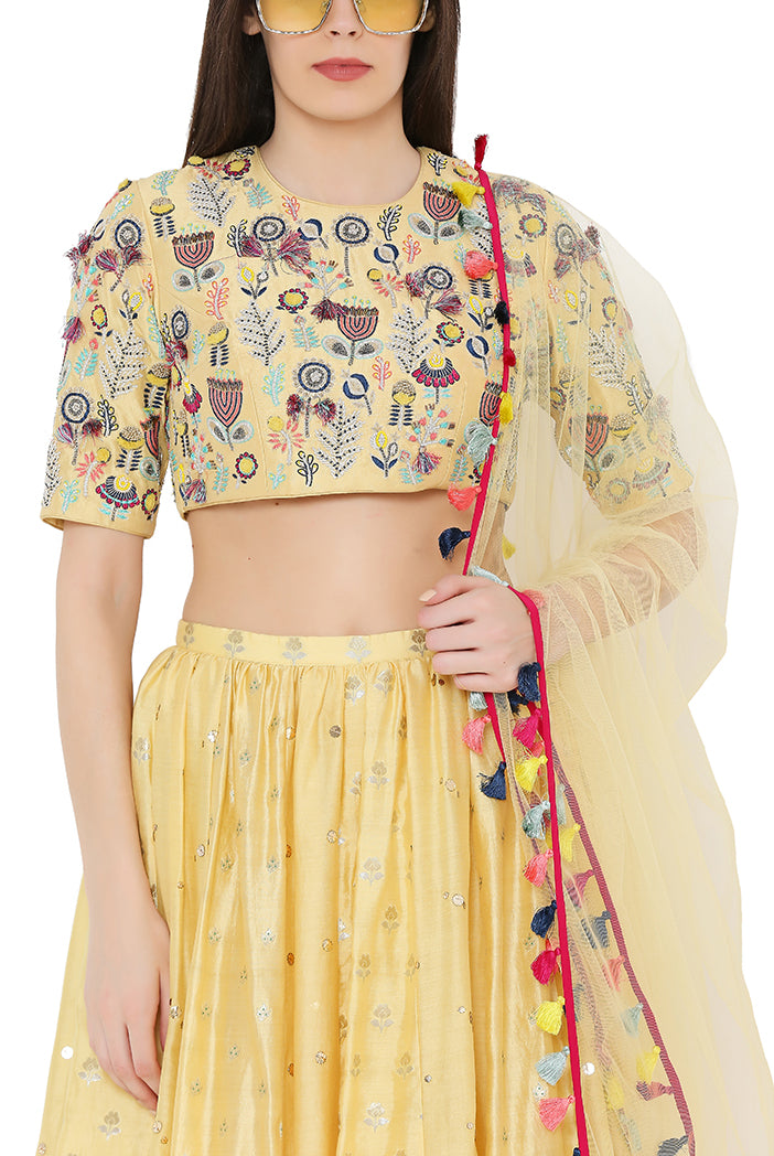 PALE YELLOW LEHENGA SET PS-LH0021-C