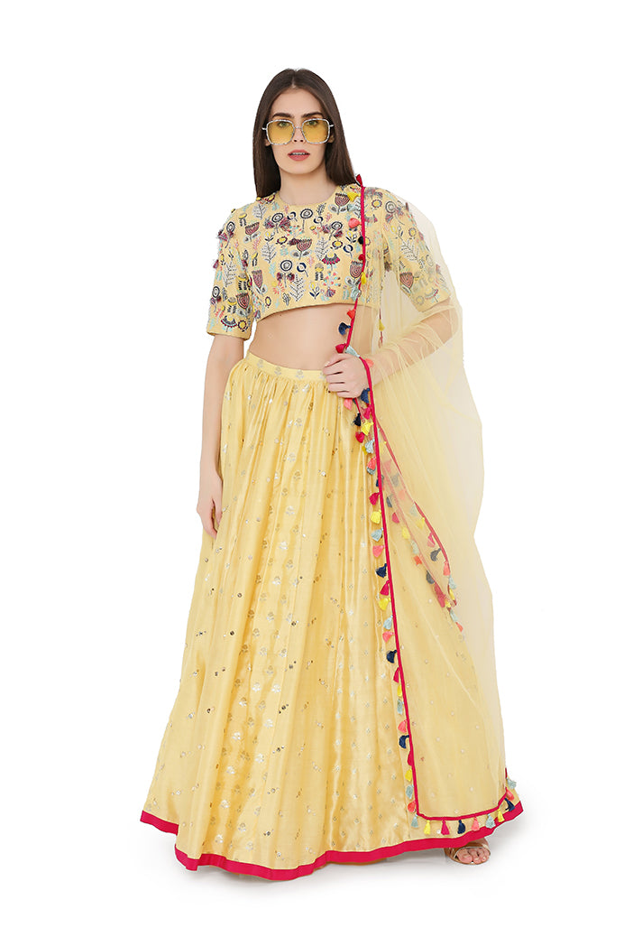 PALE YELLOW LEHENGA SET PS-LH0021-C