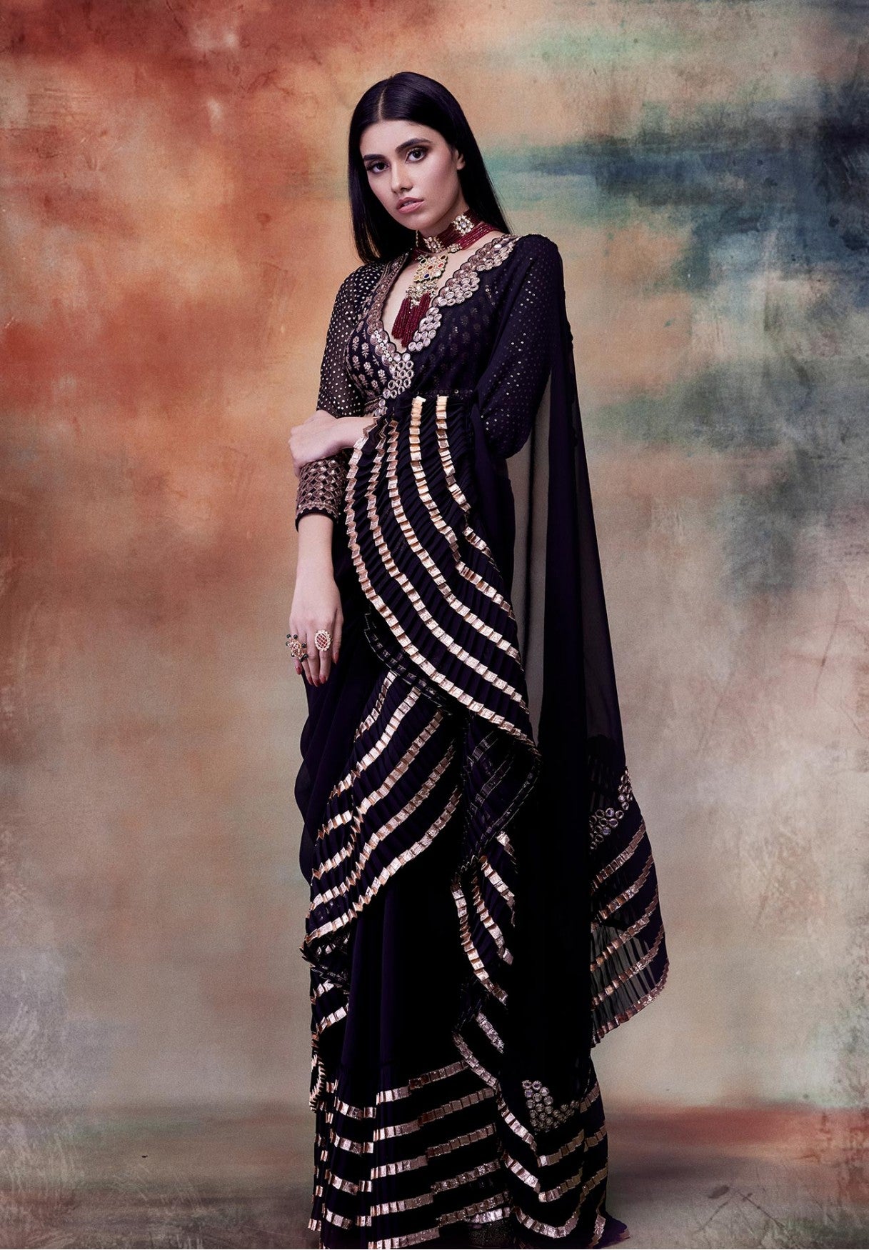 Black Ruffle Saree