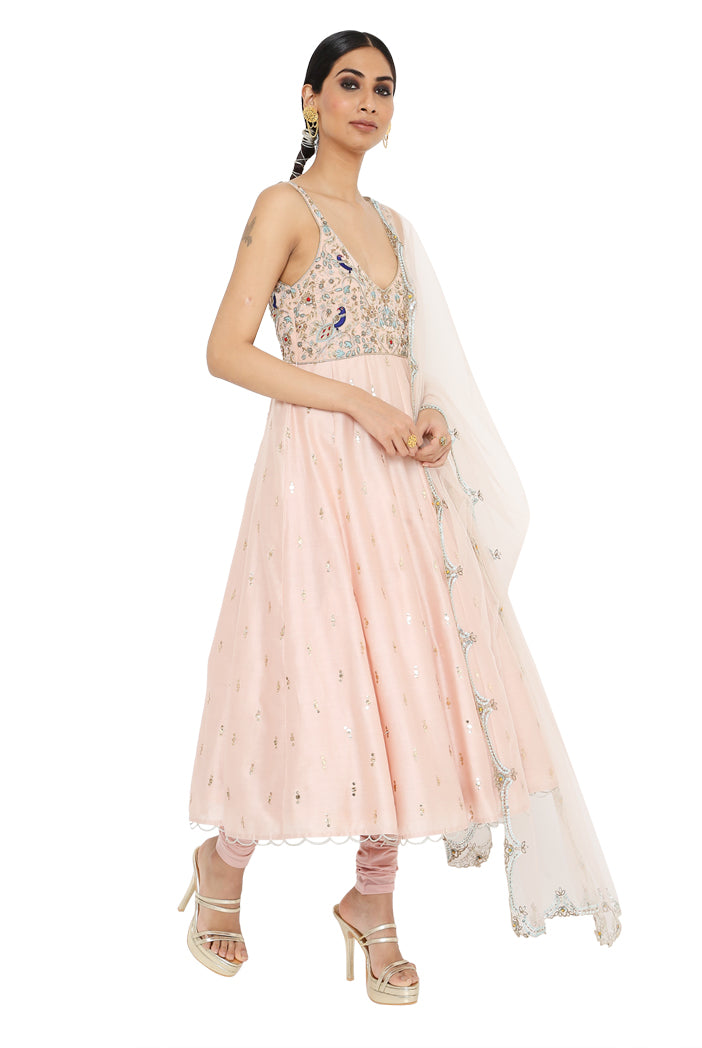 HOOR ROSE PINK EMBROIDERED ANARKALI
