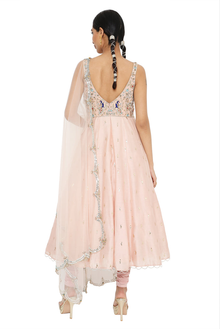 HOOR ROSE PINK EMBROIDERED ANARKALI