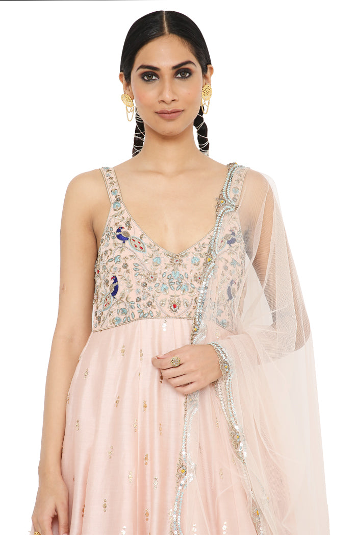 HOOR ROSE PINK EMBROIDERED ANARKALI