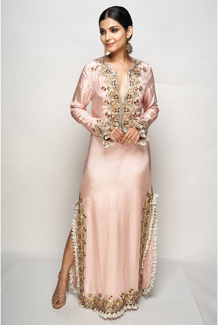 Rose Pink Embroidered Kaftaan