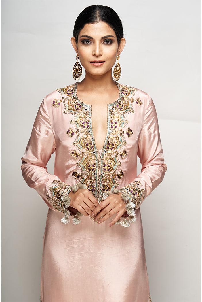 Rose Pink Embroidered Kaftaan