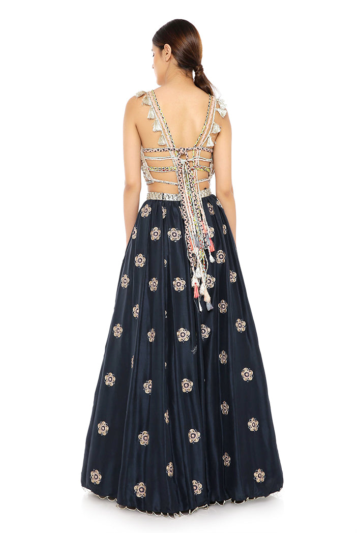 ROSE PINK & NAVY LEHENGA