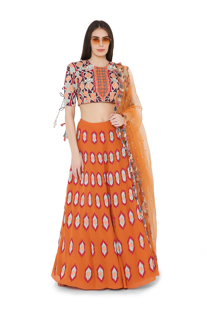 Rust Orange Lehenga