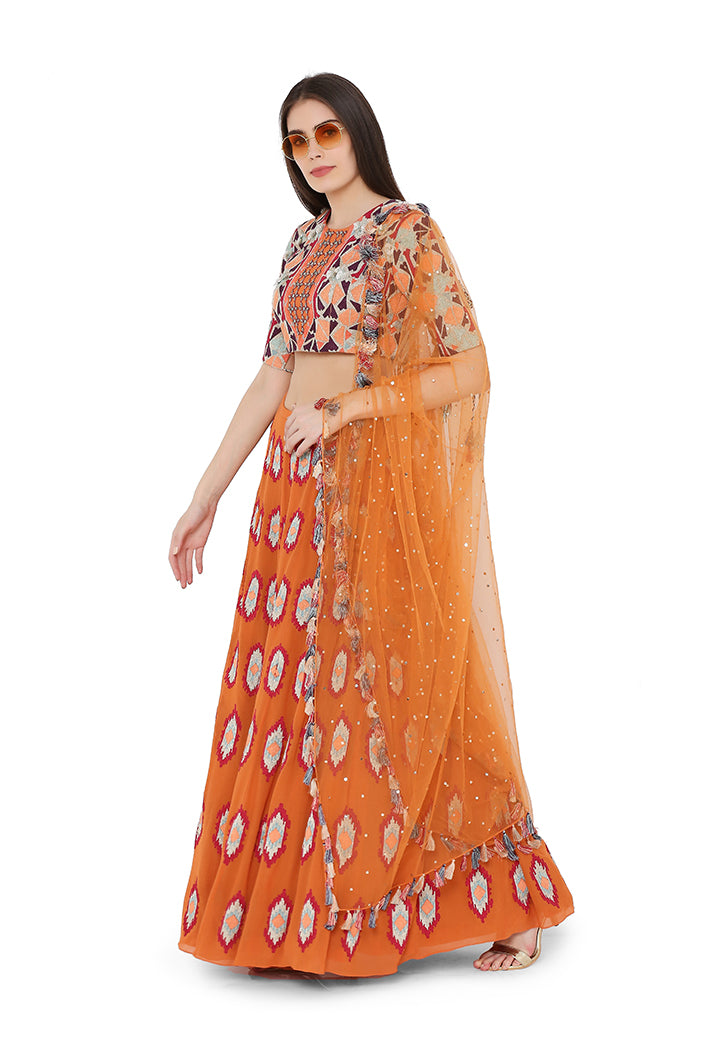 Rust Orange Lehenga