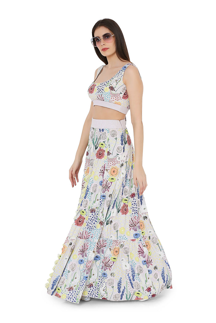 Daisy Cream Lehenga Set main image 0