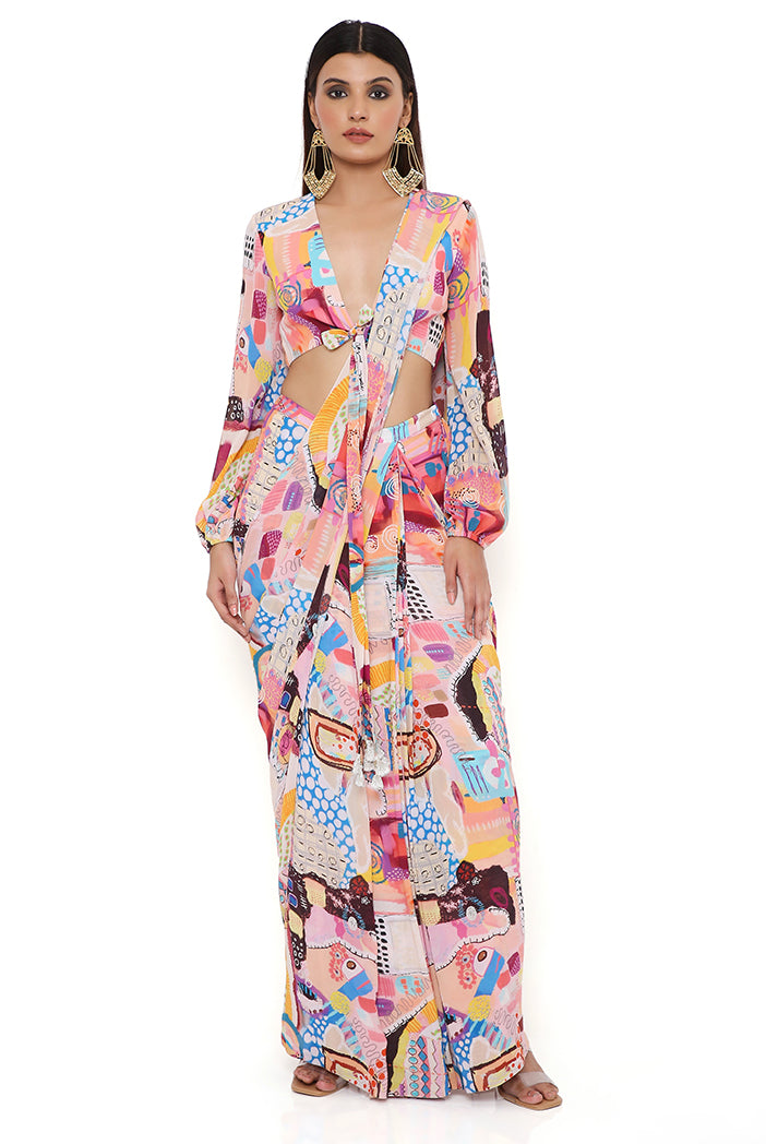 TRANCE PRINT GEORGETTE SAREE AND CHOLI