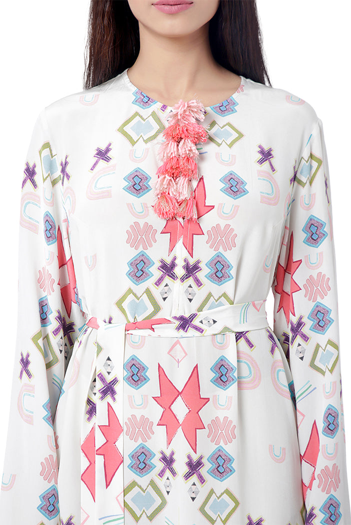 WHITE PRINTED KAFTAN