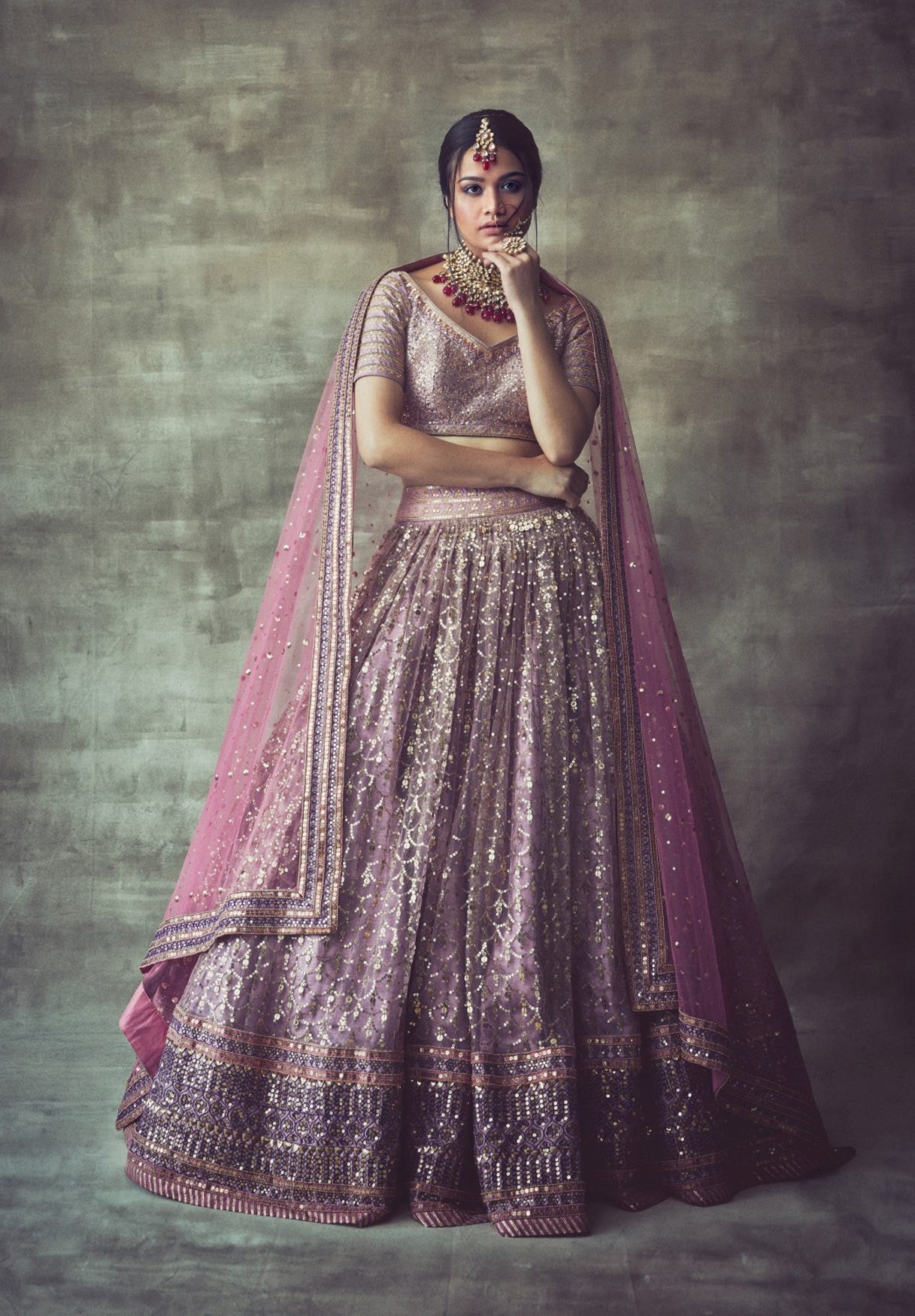 Lavender Scallop Lehenga Set