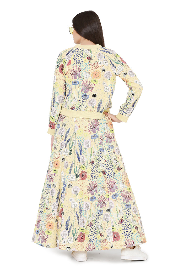 Yellow Art Crepe Lehenga