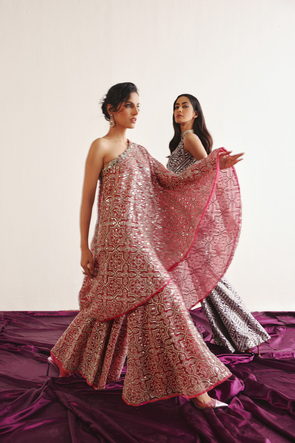 Hexagon One Shoulder Cape With Hexagon Bootcut Pants