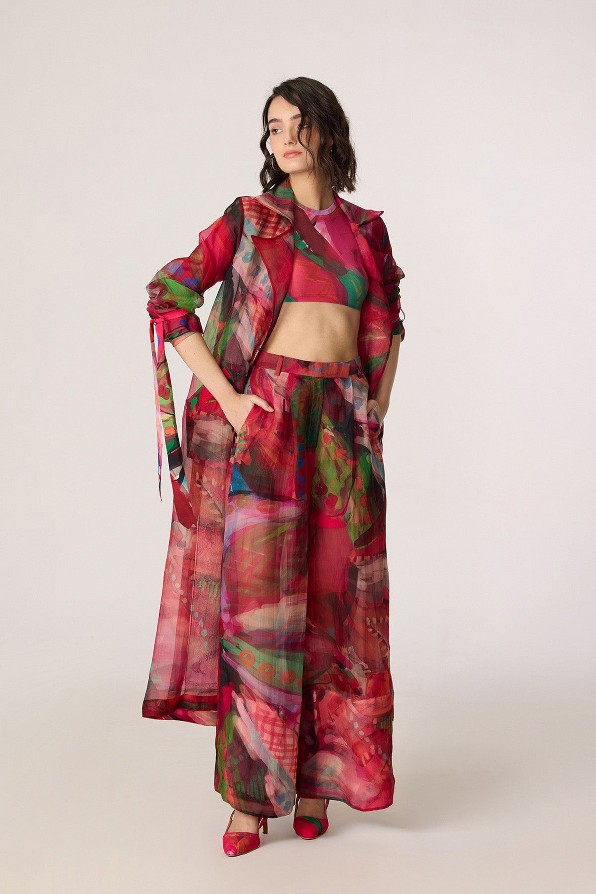 Belen Trench  and Zavi Blouse and Vellora Trousers