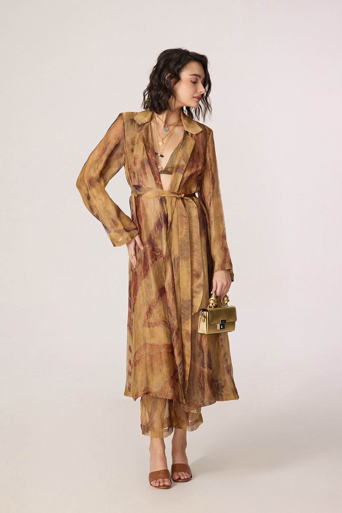 Belen Trench and Arleth Bralette   and Vellora Trousers