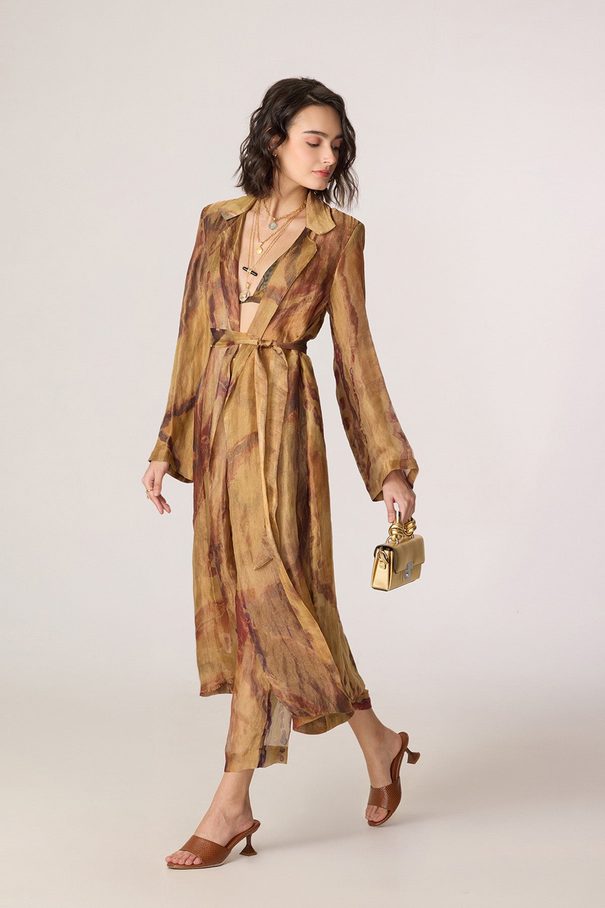 Belen Trench and Arleth Bralette   and Vellora Trousers