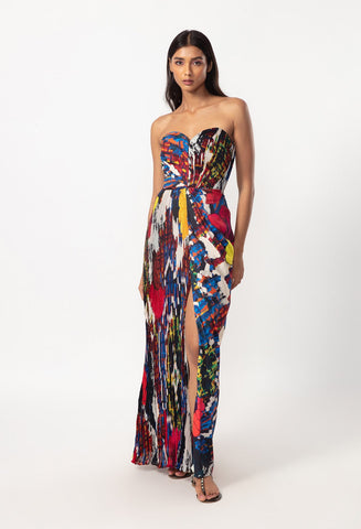 SK Abstract Print Sari Dress SS21005/2