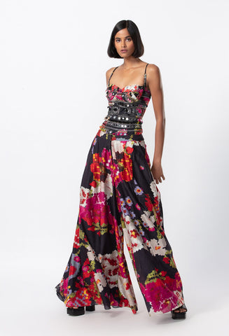 Periwinkle Bandhani Print Multi Layered Strapless Gown