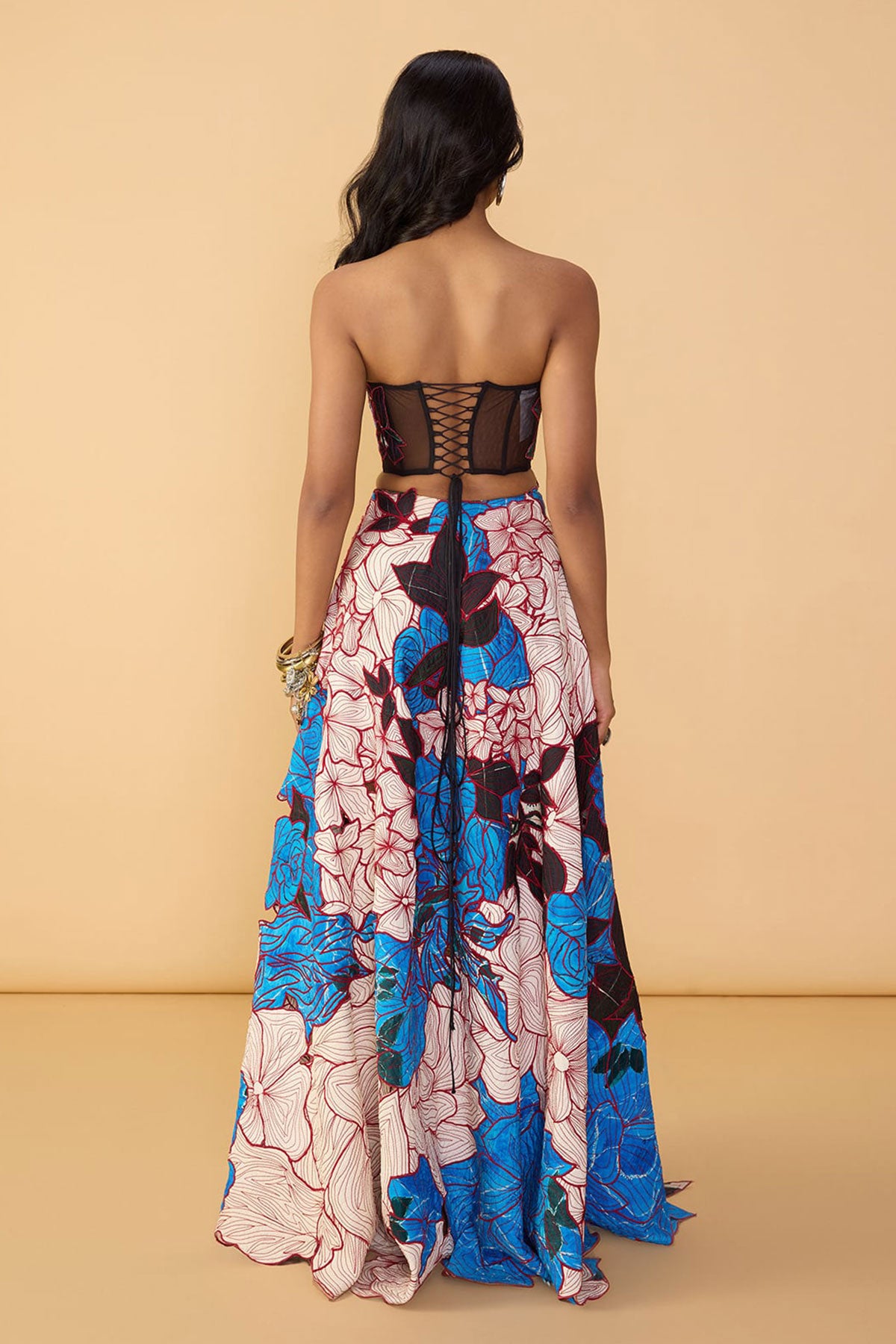 Starla Corset Blouse and and Sachi Lehenga Skirt and and Scallop Dupatta