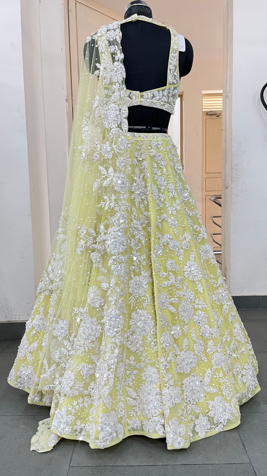Lime Yellow Floral Lehenga Set - Ready To Ship