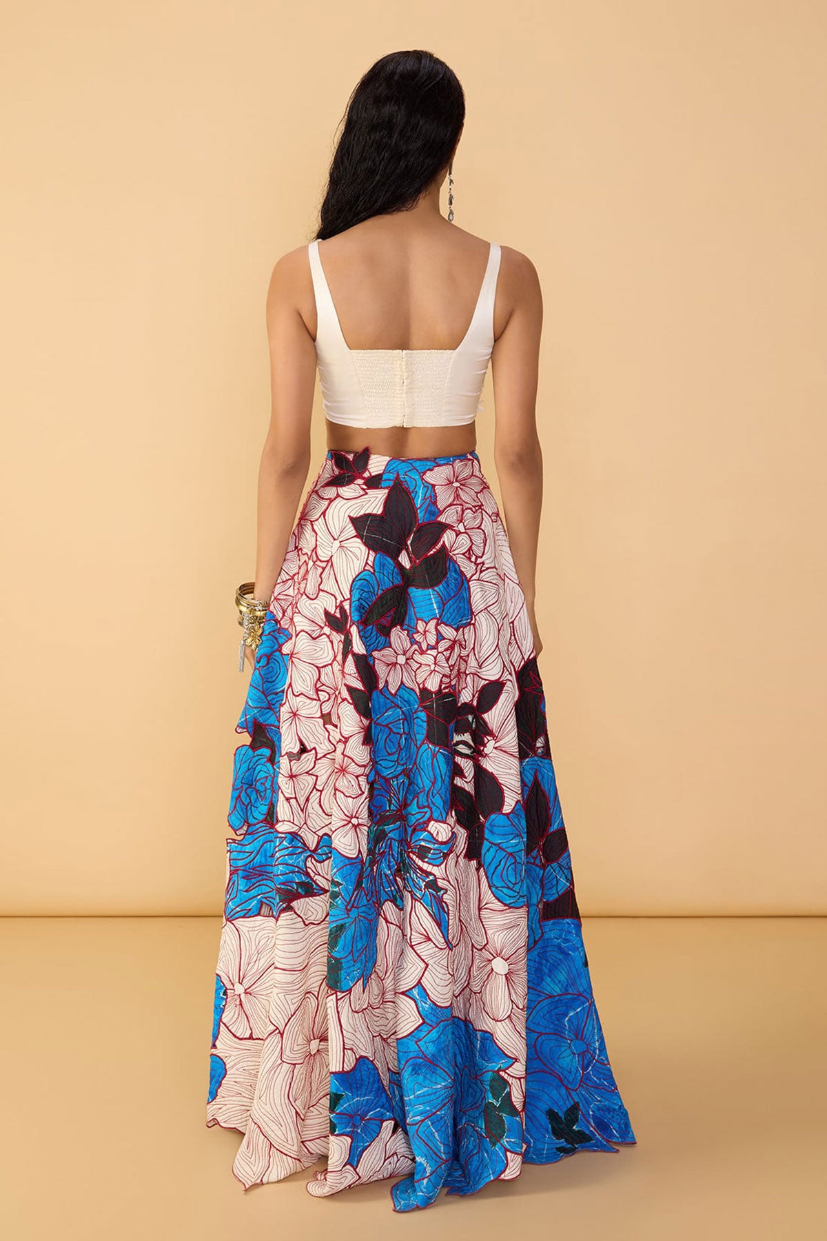 Malaika Bustier and and Sachi Lehenga Skirt and and Scallop Dupatta