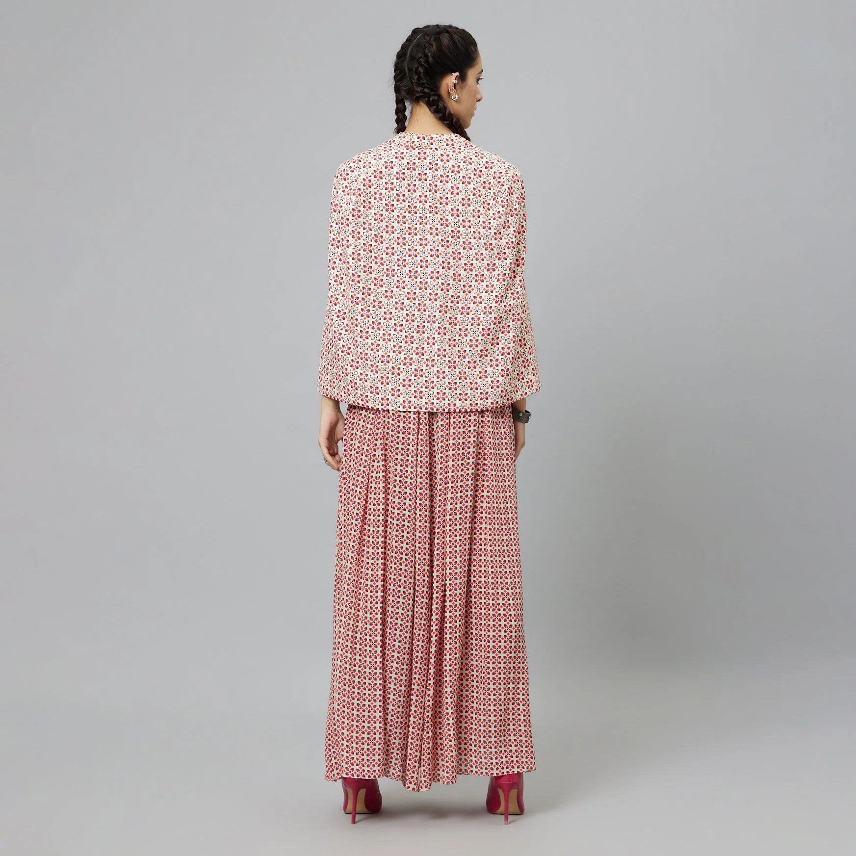 IVORY GEOMETRIC PRINT NOOR JACKET SET