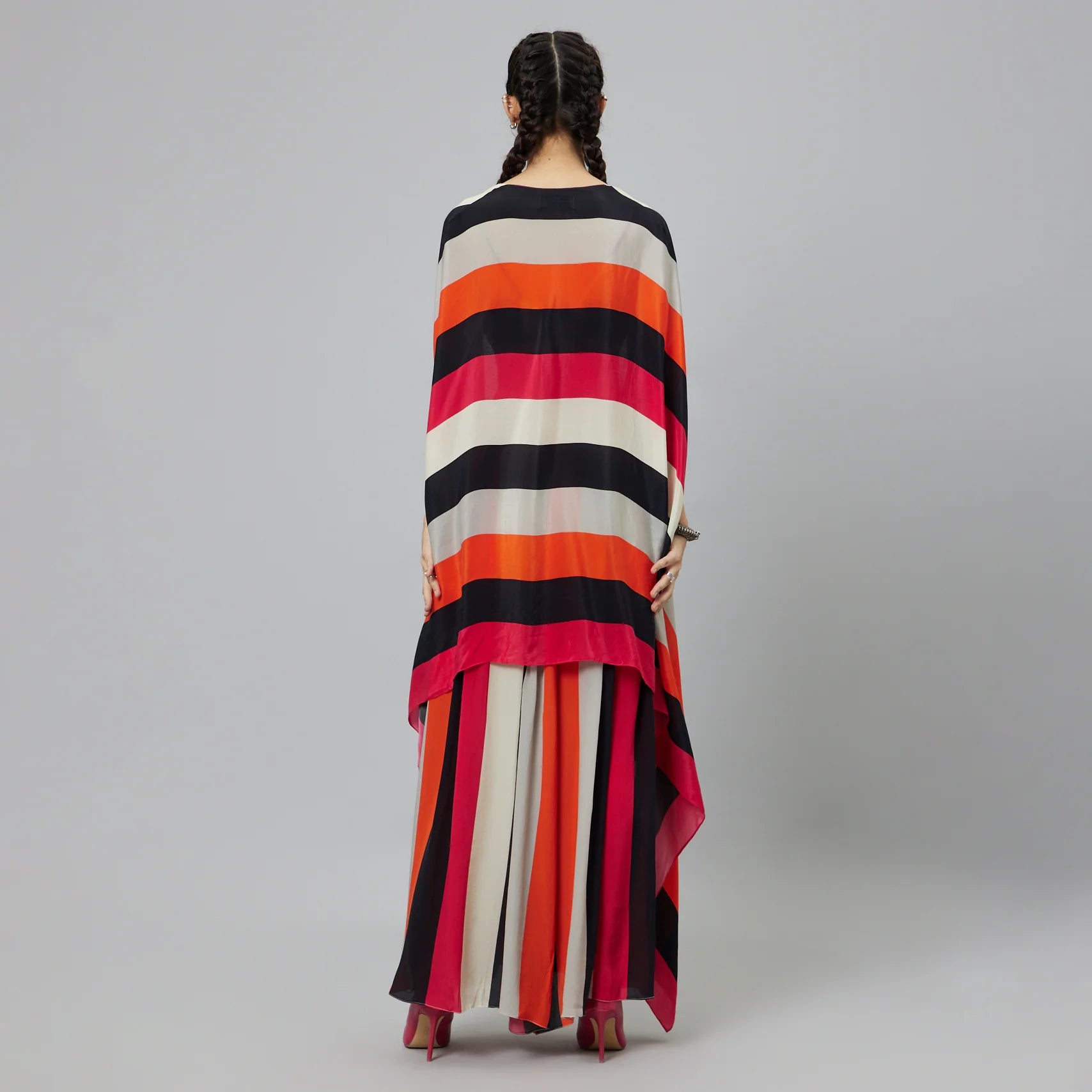 SHAHAR STRIPE PRINT CAPE SET