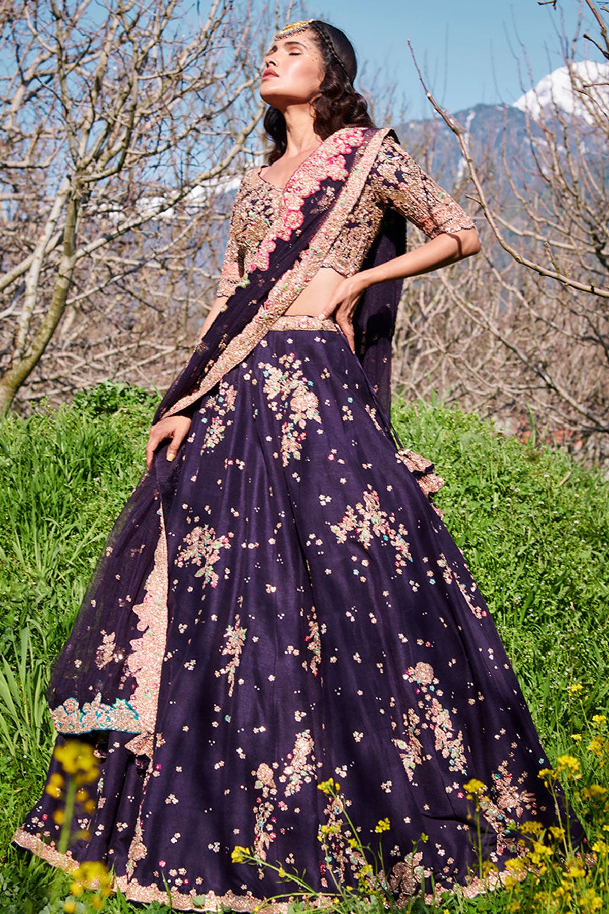 "Gold Schnapps" Raw Silk Lehenga Set