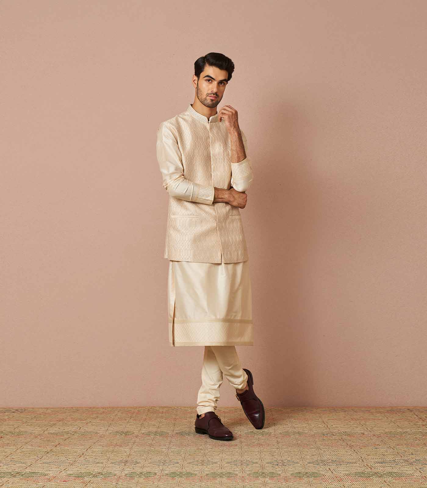 IVORY ADEM THREADWORK EMBROIDERED BANDI SET